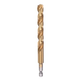 sourcing map 1/4" Hex Shank Drill Bit 10.5mm Titanium Drill Bits Set M35 High Speed Steel Twist Drill Bit 130mm Long Fully Ground for Wood, Stainless Steel, Metal, Plastic Plastic