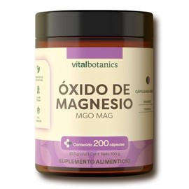 Óxido de Magnesio Suplemento Alimenticio VITAL BOTANICS | 200 Cápsulas de 500 mg, 6 Meses de Suministro, Apto Keto, Sin Gluten y Aditivos