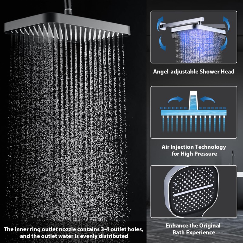 Luxury 13 Inch Rain Shower System，High Pressure Shower Heads with
