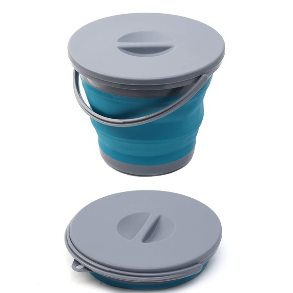 Collapsible Water Bucket with Locking Lid Multifunction Foldable Round Tub