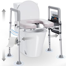 Raised Toilet Seat with Handles, Toilet Seat Riser for SeniorsAdjustable Height & Width, 450lb Raised Toilet Seat with Handles for Elderly, Handicap, Elevated, Pregnant, Fit Any Toilet