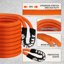 METOWARE Kinetic Recovery Rope (1’’ x 30ft) 35,000 LBS Offroad Tow Rope with 1/2inch x 22 Inch Soft Shackles, Heavy Duty Towing Rope Kit for UTV, ATV, Truck, Car