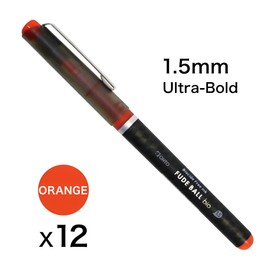 OHTO Fude Ball Bio 1.5 Rollerball Pen, Ultra-Bold 1.5mm, Water-Based Biocide Free Ink, Orange, CFR-15FBO-OR, Pack of 12