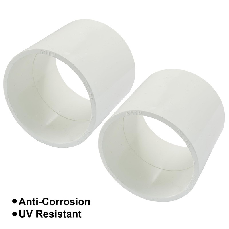 Seimneire PVC Pipe Coupling Adapter Pipe Fitting Connector, 2" White
