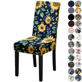 Lalluxy Stretchy Parson Chair Slipcovers for Dining Room Chair seat Covers Chair Protectors for Party Pet Protection Universal Fit Soft Polyester (Set of 4, Sunflowers)