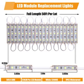 Rossesay 200 Pcs LED Module Replacement Lights for Inflatables White 12000k 100ft 5054 SMD 120lm Per LED Module Waterproof Inflatable Light Replacement with Tape Adhesive Backside for Christmas