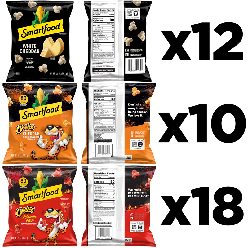 Smartfood Popcorn, White Cheddar and Flamin' Hot White Cheddar Variety