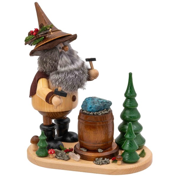 Drechselwerkstatt Uhlig DWU Incense Smoker from the Ore Mountains | Christmas Decoration Craftsmanship | Ore Gnome 26 cm | Grinder