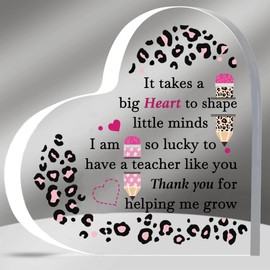 Teacher Heart Plaques Special Teacher's Day Gifts Women Birthday Appreciate Professor Graduation Instructor Thank You Desk Acrylic Signs Christmas Educator Retirement Leopard Souvenirs