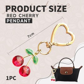 Auiremrti Sweet Cherry Keyring, Kawaii Cherry Bag and Purse Charm for Women, Car Key, Decoration, Gifts, Accessories, Bag Charm for Women