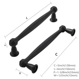khtumeware 2 Pack 5 Inch(128mm) Matte Black Cabinet Pulls, Black Kitchen Cabinet Handles Kitchen Cabinet Hardware for Cupboard Drawer Handles Dresser Pulls