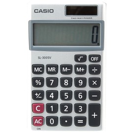 Casio SL-300SV, 8 Digit Pocket Calculator, Silver