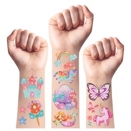 TatoYard 120 Styles Temporary Tattoos Glitter Tattoos for Kids Girls, Mermaid Butterfly Unicorn Temporary Tattoos, Face Glitter Tattoos for Kids Tattoos for Girls Birthday Decorations Supplies