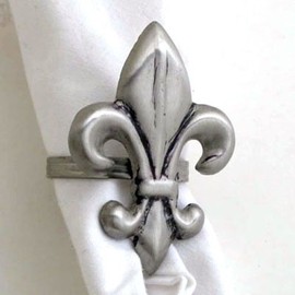 Brushed Nickel Fleur de Lis Napkin Ring - Set of 4