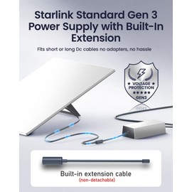 Starlink Standard Gen 3 Power Supply Charger 195W 57V 3.42A, Replacement Accessories Adapter with AC to DC Power Cord, DC Extension Cable