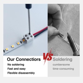 CEZELUX 30 PCS Led Strip Light Connectors Solderless White 2 Pin 8mm LED Strip Lights Connectors Strip to Wire for 5-24v Single Color LED Light Tape Included Screwdriver (2Pin 8mm (30pack))