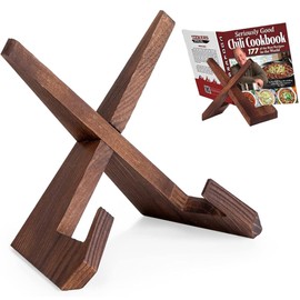 Rumcnjen Cookbook Stand for Kitchen, Recipe Book Holder for Kitchen Counter, Wooden Cookbook Holder, Rustic Cook Book Holder Stand, Multifunctional Farmhouse Style Decor Display Stand - Brown