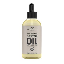 SenAllis Cosmetics Castor Oil - 2 fl oz - 100% Pure and Natural - Premium Grade Oil for Hair Growth, Eyelashes and Eyebrows - Hair and Body Oil