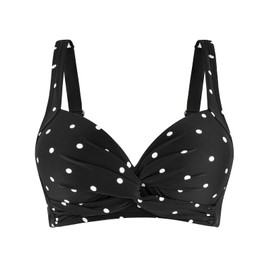 Ocean Blues Women's Black Polka Dot Supportive Bikini Top Molded Swimsuit Top Size X-Large