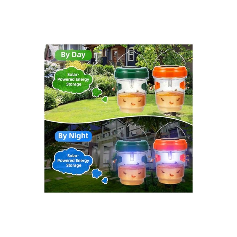 Solar Wasp Trap with LED Light - 2026 Upgraded Reusable