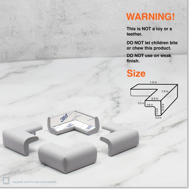 Roving Cove Slimfit Corner Edge Protector for Baby Proofing (Small