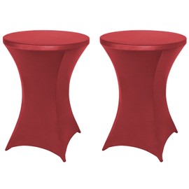 FestiCorp 2 Pack Spandex Cocktail Table Covers Fitted Table Clothes, Elastic Round Table Cover, Stretch Tablecloth for Party, Bar, Wedding, Birthday, Banquet, Red, 30"-32" Diameter x 40"-43" Height
