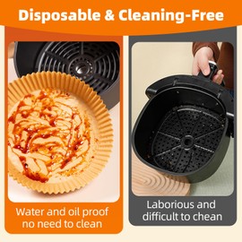 100 Pcs Air Fryer Disposable Paper Liners, Round Air Fryer Paper Liners, Natural Parchment, Nonstick, Oil Resistant, Food Grade Paper Liners for Baking Baking Microwaves (8" Round)