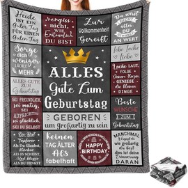 YEWCEP Men's Birthday Blanket, Grey, 130 x 150 cm, Polyester, Single Layer, Warm, Comfortable, Indoor and Outdoor Use, Decoration, Gift for Men