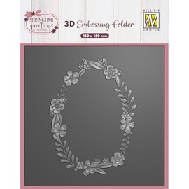 Nellie's Choice 3D Embossing Folder for Easter with Easter Wreath with Flowers Motif - Embossing Folder of 15 x 15 cm - Die Cutting Machine Craft Accessories for Scrapbooking, DIY and Card Crafts