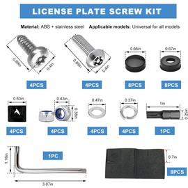 JUSTTOP Anti Theft License Plate Screws Kits, Stainless Steel Rust Resistant Car Plate Mounting Hardware, M6 (1/4") Tamper Proof Screws Nut Caps for License Plates, Car Accessories (Silver)