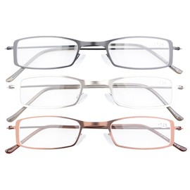 Eyekepper 3 Pcs Mix Unique Lightweight Stainless Steel Frame Reading Glasses for Men and Women