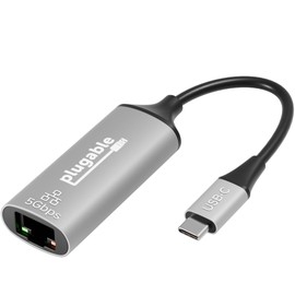 Plugable 5Gbps USB-C Ethernet Adapter | 5000Mbps Wired Network for Windows, macOS, and ChromeOS Laptops and Desktops | Realtek RTL8157 | Supports CAT6, CAT6a and CAT7 Cables (USBC-E5000)