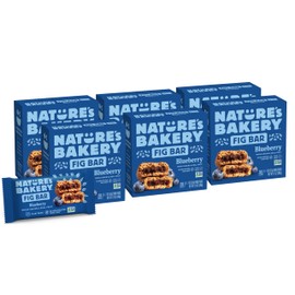 Nature’s Bakery Whole Wheat Fig Bars, Blueberry, Real Fruit, Vegan, Non-GMO, Snack bar, 6 Count (Pack of 6)
