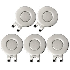 Adhere Golf Markers Golf Clips Golf Caps Without Ball Markers (Bright Silver, 5 Pieces)
