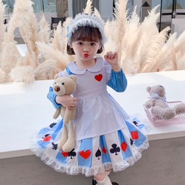 RPFLQ Alice Maid Outfit, Girls Dress, Cosplay, Halloween, Costume, Apron, Long Sleeve, Girls, Princess, Costume, Cute, MoE, Event, Activity, Dress, 3-piece Set (120)