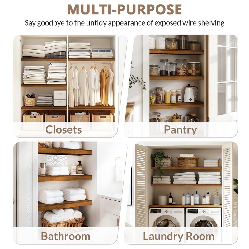 GASHELL Wire Shelf Covers, Bamboo Wire Rack Covers for Pantry,