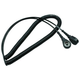 WETEC Spiral Cable with Push Button, ESD, Black, 10/10 mm, 2.4 m (Connection Cable, Earth Cable, Wrist Coiled Cable, Wrist Band, ESD Cable, Earth Wire)