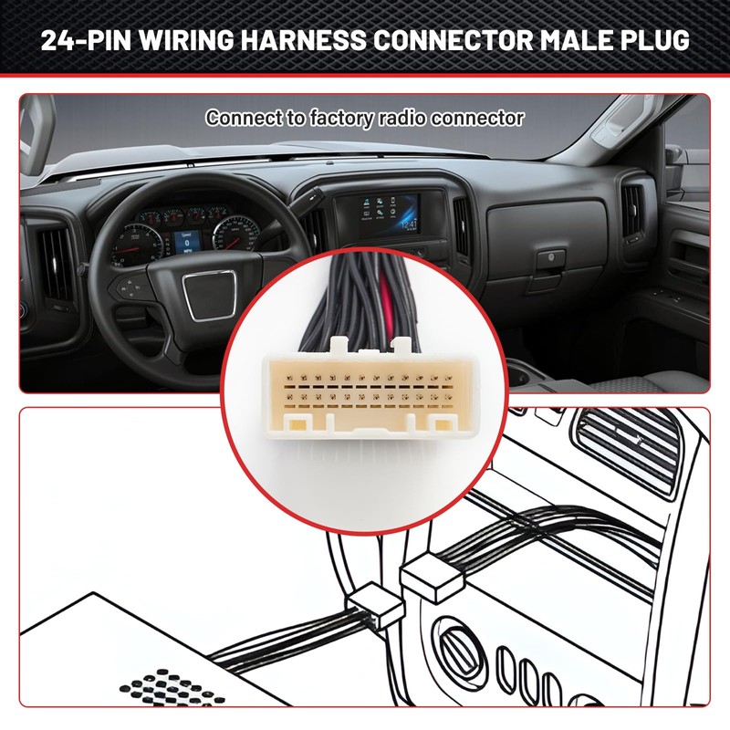 RED WOLF 24 PINS Backup Camera T-Harness for 2014-2019 Toyota