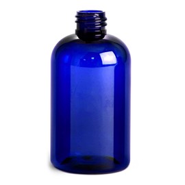 Premium Essential Oil 4 Ounce Boston Round Bottles, PET Plastic Empty Refillable BPA-Free, with Smooth Black Flip-Up Snap Top Caps (Pack of 12) (Blue)