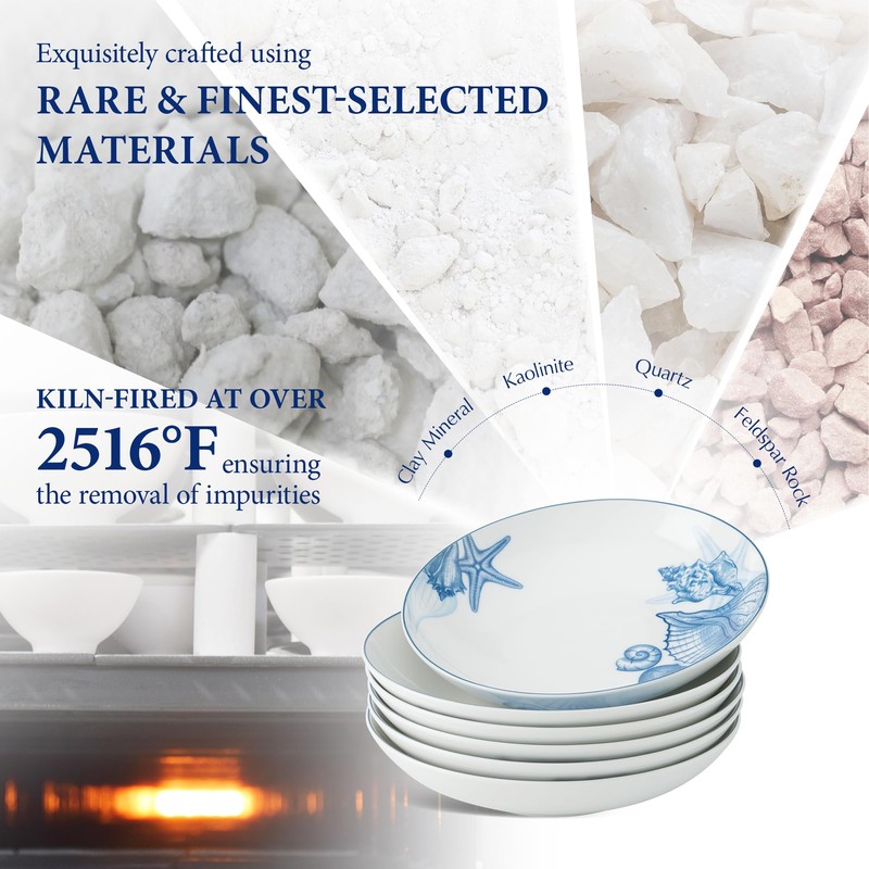 Minh Long Porcelain Plates Set of 6, Blue and White