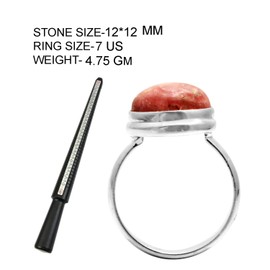 Silver Palace Natural Rhodochrosite Gemstone 925 Sterling Silver Cabochon Ring For Women & Girls