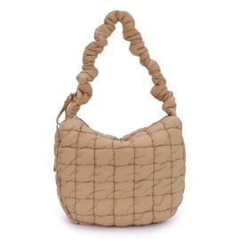 Jywmsc Women's Quilted Puffer Shopping Bag, Quilted Tote Bag, Buffer Shoulder Bag, Lightweight Quilted Padding, Hobo Bag, Handbags, khaki