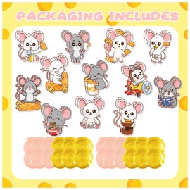 24 Pack Cute Mouse Hanging Swirls Funny Rat Hanging Decorations Ceiling Decor for Animal Mouse Birthday Party Decorations Mouse Party Supplies