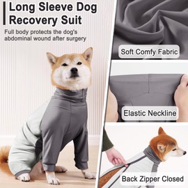 KOESON Female Dog Recovery Suit - Post-Surgery Onesie, Soft Anti-Licking Alternative to Cone, Grey