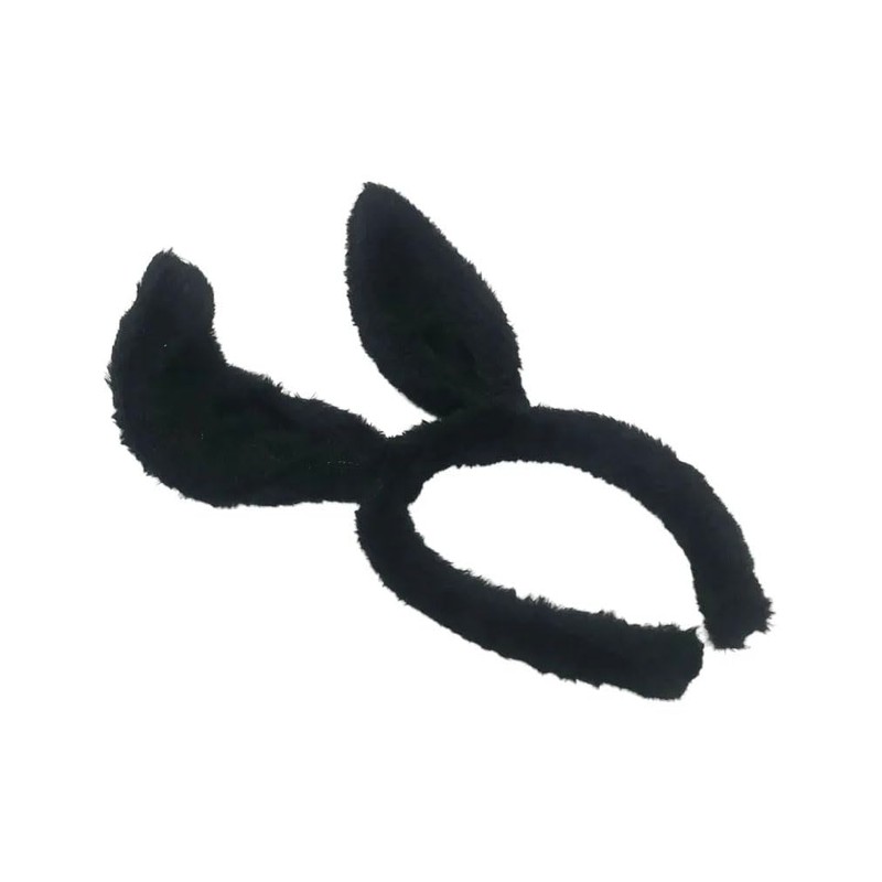 Diadema de Orejas de Conejo Luminosas, Felpa Negra, Talla Única,