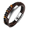 SHIEAGLELD Leather Bracelet Men's Leather Bracelet with Stainless Steel Magnetic