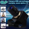 ELP Cámara USB 4K con micrófono Zoom manual Cámara web