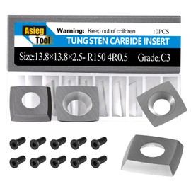 Asieg Tool 13.8x13.8x2.5mm-R150-4R0.5 Square Tungsten Carbide Replacement Cutter Inserts Knives Blades for Felder Silent-Power Spiral Cutterblock, Felder Planers Jointers,Hammer,and Format-4