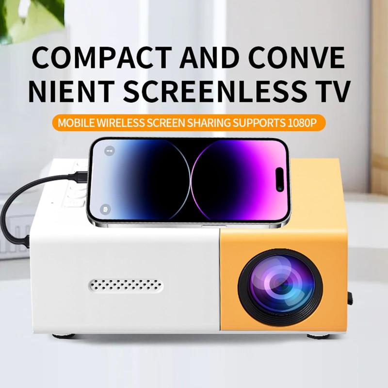 Smart Projector, 1080p Portable Projector, 6000LM Brightness for Home Entertainment,