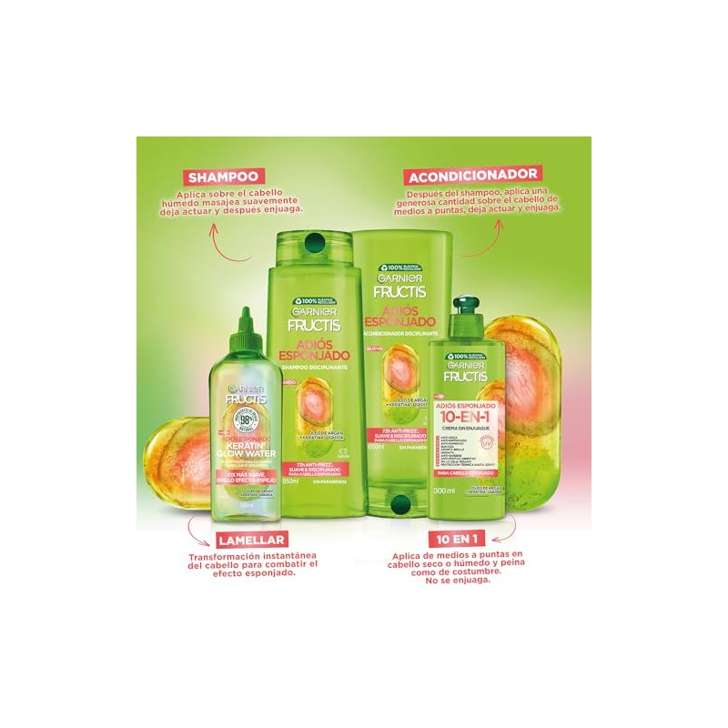 Garnier Fructis Adiós Esponjado Shampoo Antifrizz 2en1 650 ml